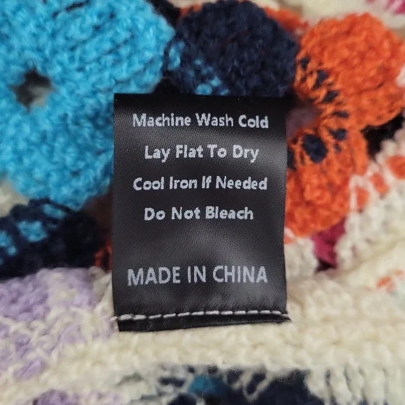POL One Size Granny Square Duster Crochet Cardigan Knit Boho Colorful Open‎ NWOT - Picture 7 of 8